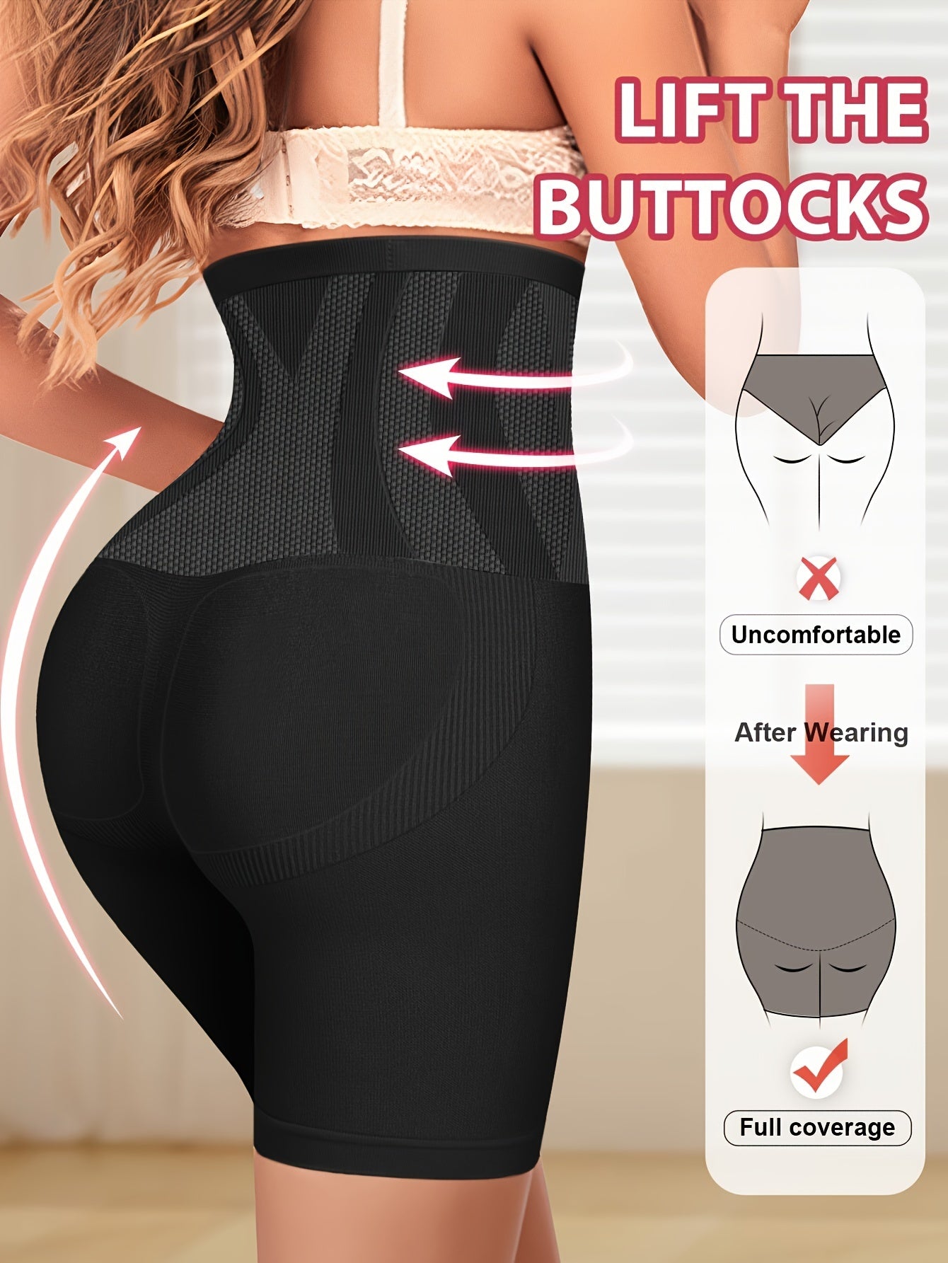 High-Waist Tummy Control Shapewear Seamless Nylon Butt Lifting Panties S-XL
