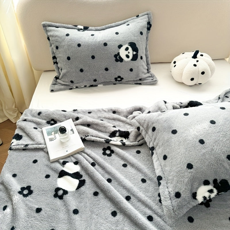 Soft Flannel Throw Blanket with Cozy Panda Design for All Seasons