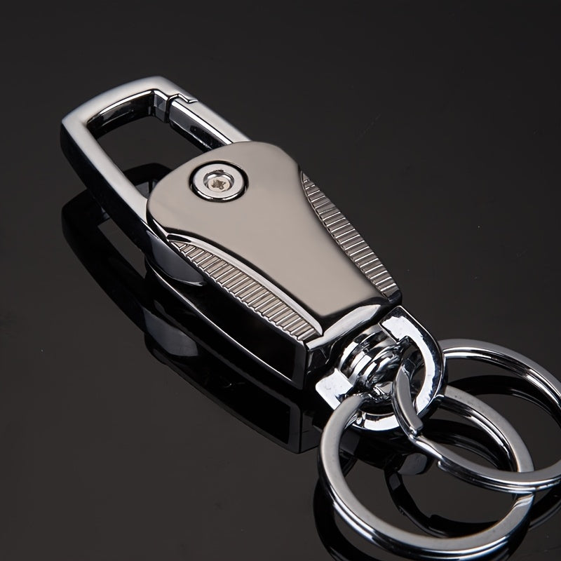 Unisex Collapsible Metal Car Key Chain with Keyring and Hanging Accessory