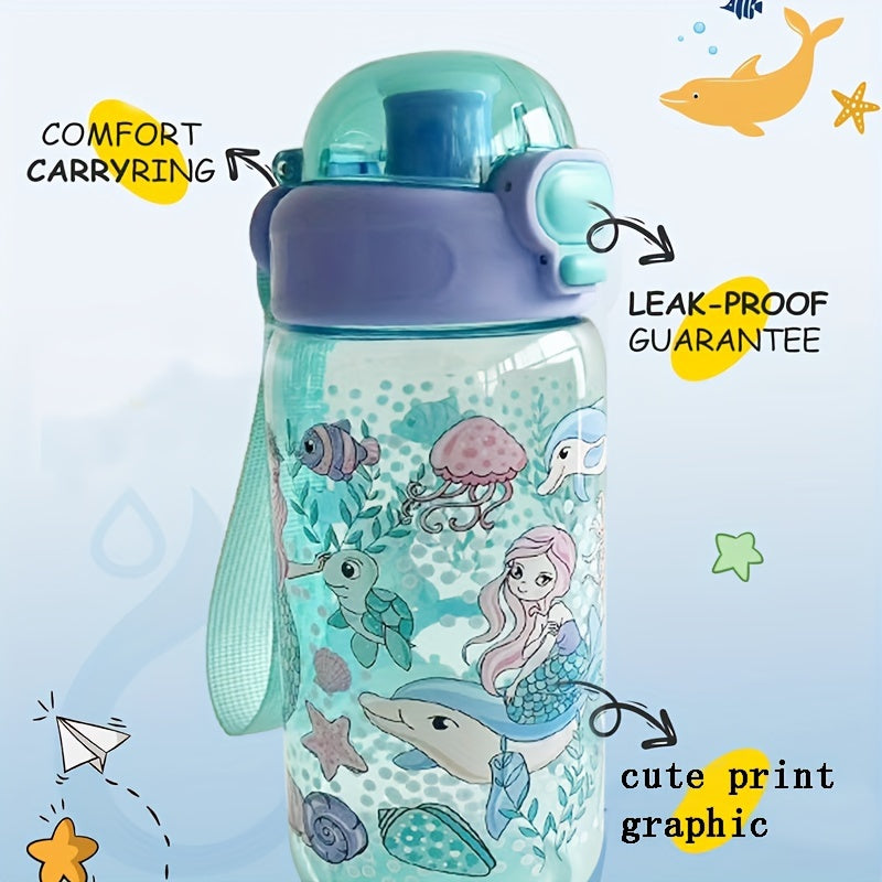 2 Pack 20oz Thermal Transfer Water Bottles with Cartoon Pattern and Handles for Home and Outdoor