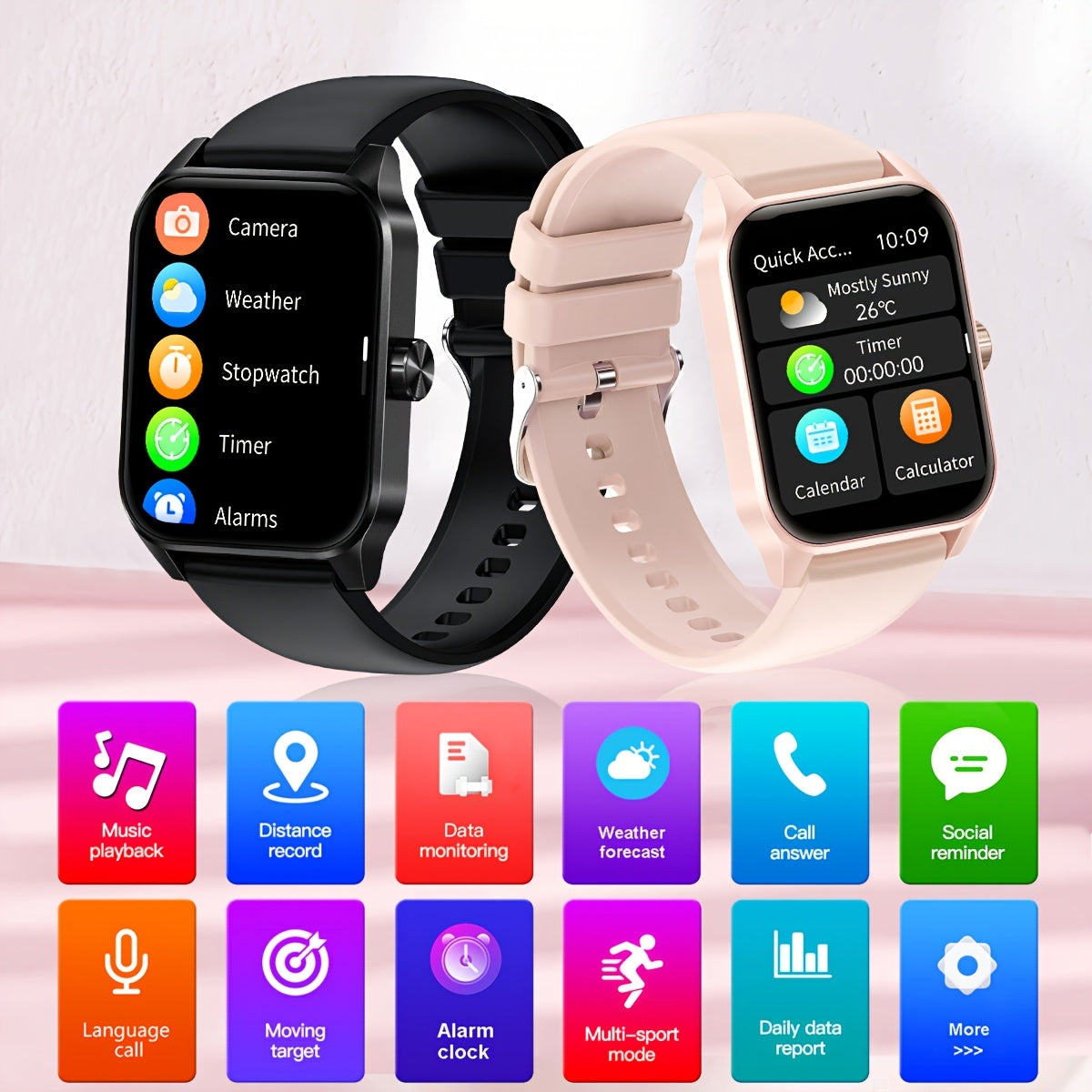 Unisex Smartwatch with 4.7cm HD Touch Screen Water Resistance Wireless 5.0 USB Charging