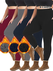 Leggings de yoga con forro de felpa para mujer talla grande, aislamiento térmico de invierno