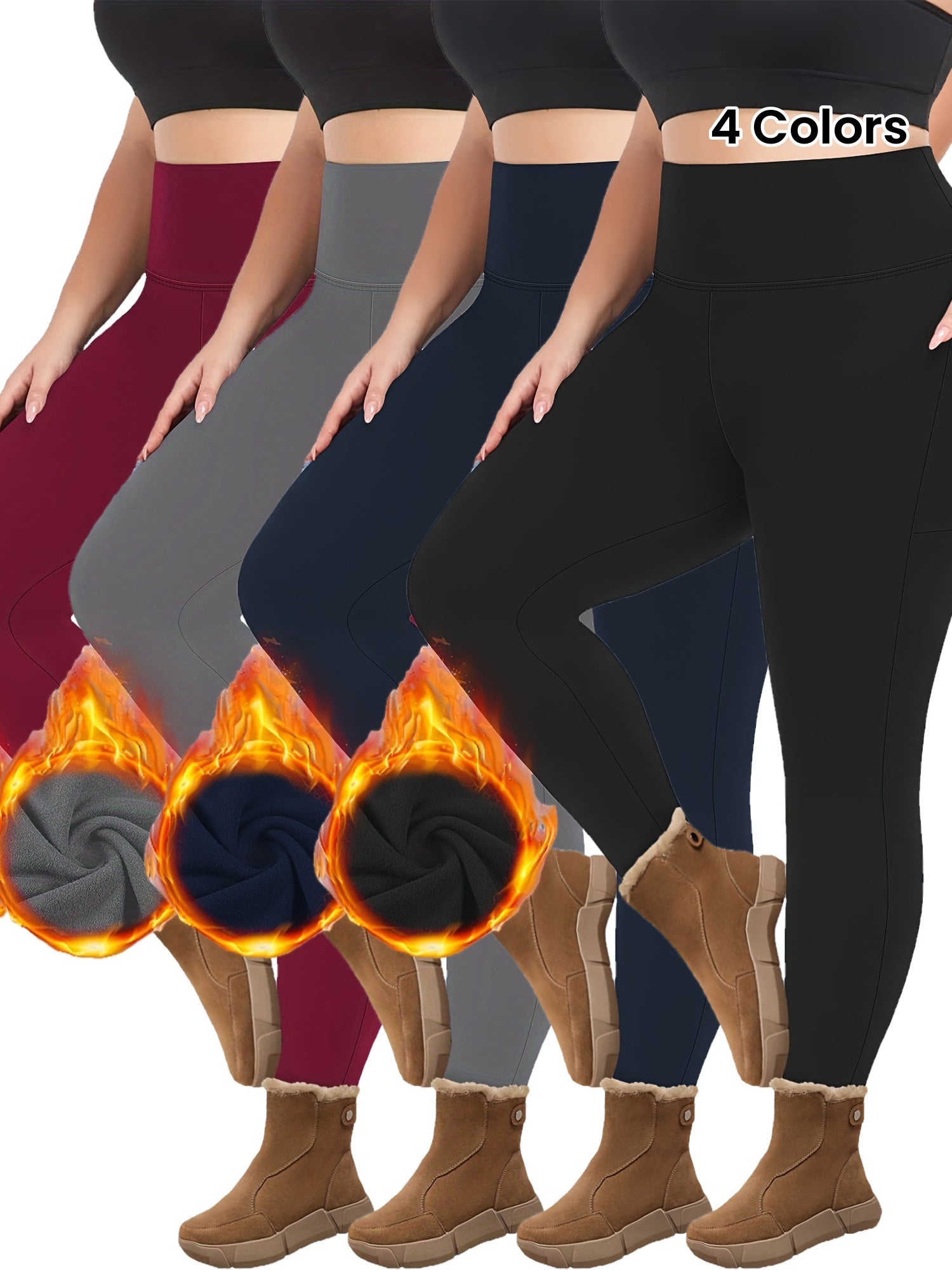 Leggings de yoga con forro de felpa para mujer talla grande, aislamiento térmico de invierno