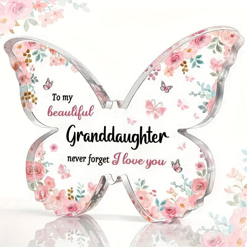 Engraved Granddaughter Memorial Plaque Acrylic Butterfly with Frame and Desk Decor