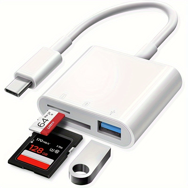 Lector de tarjetas SD USB-C 3 en 1, transferencia de datos de alta velocidad, compatible con MacBook, iPad Pro, Galaxy S10, Dell XPS