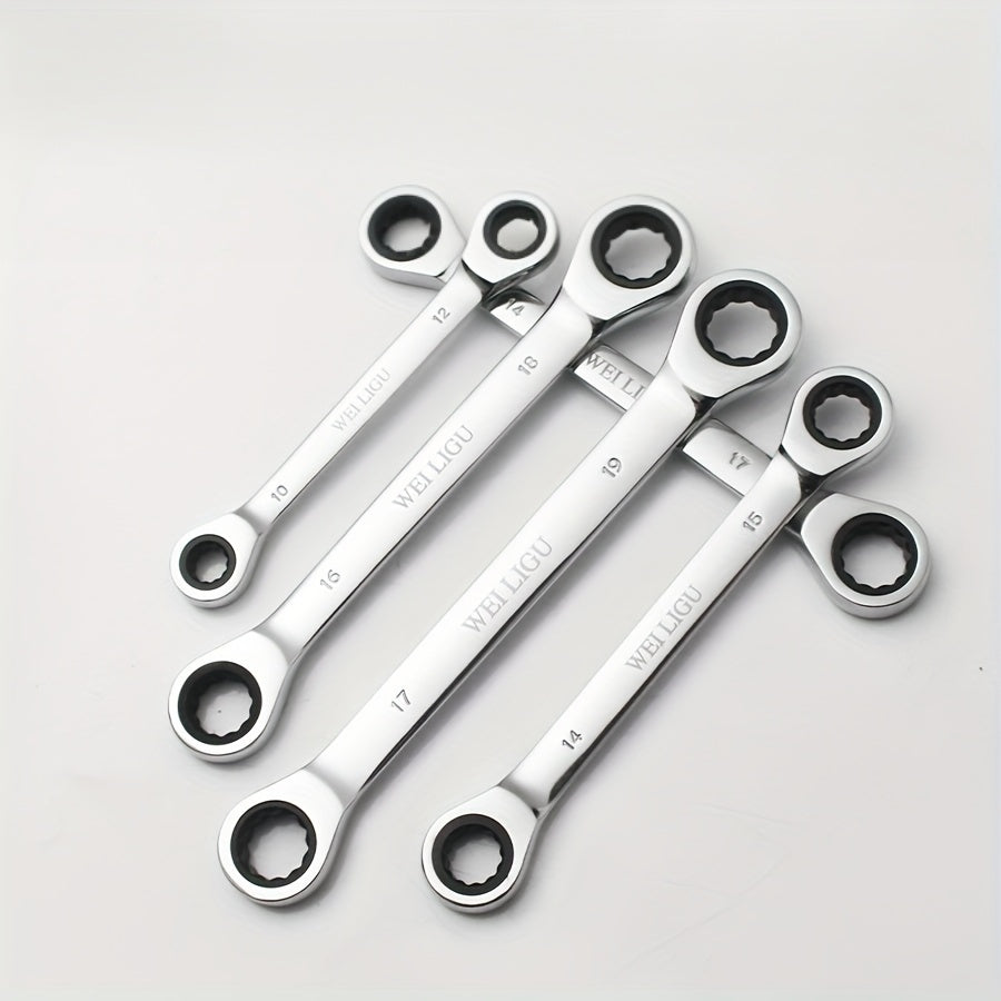 72 Tooth Ratchet Wrench Set Chrome Steel Double End 10-17mm Automotive