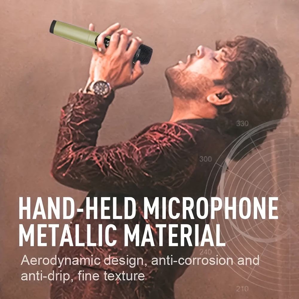 Wireless Microphone Handheld Rechargeable 2.4GHz for Home KTV Outdoor Gold