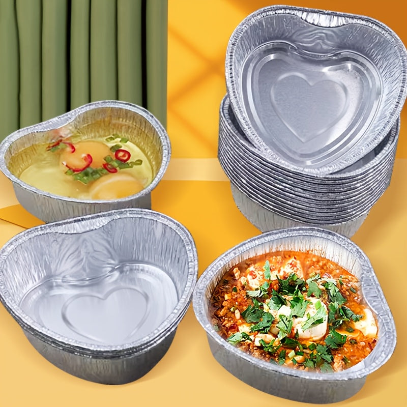 12 Heart-Shaped Aluminum Foil Pans for Baking Roasting and Insulation
