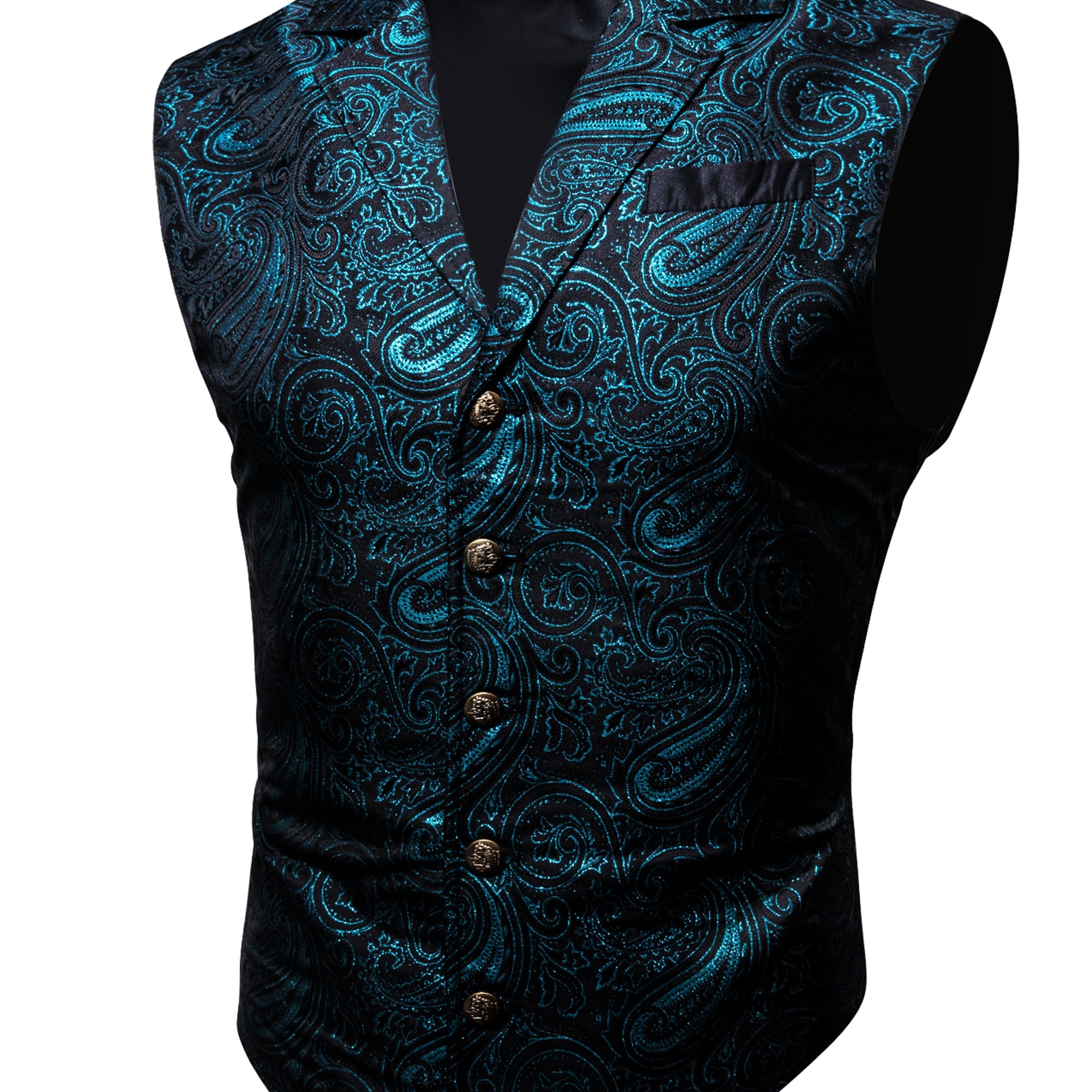 Large Green Satin Jacquard Floral Vest for Victorian Steampunk Gothic Events