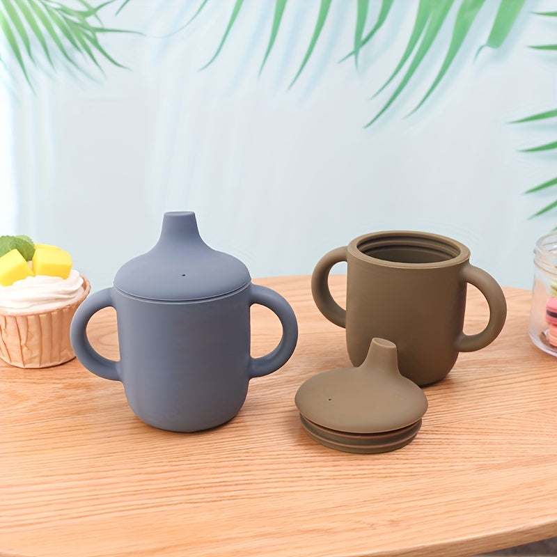 Children's Silicone Drinking Cup Double Handle Baby Food Water Bottle