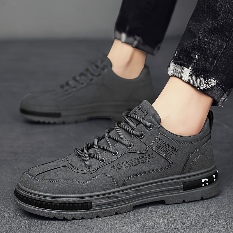 Men's Casual Skate Shoes Low Top Leather Canvas Durable Outdoor All-Season