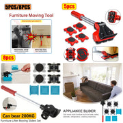 Набор оборудования для перемещения тяжелой мебели с тележкой на 4 колесах и рычагом для тяжелых предметов