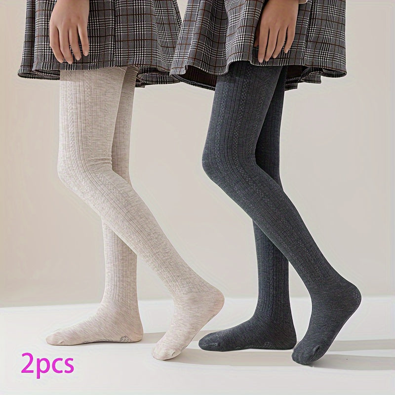 Girls' Knit Tights Striped Viscose Polyester Spandex All-Season Leggings