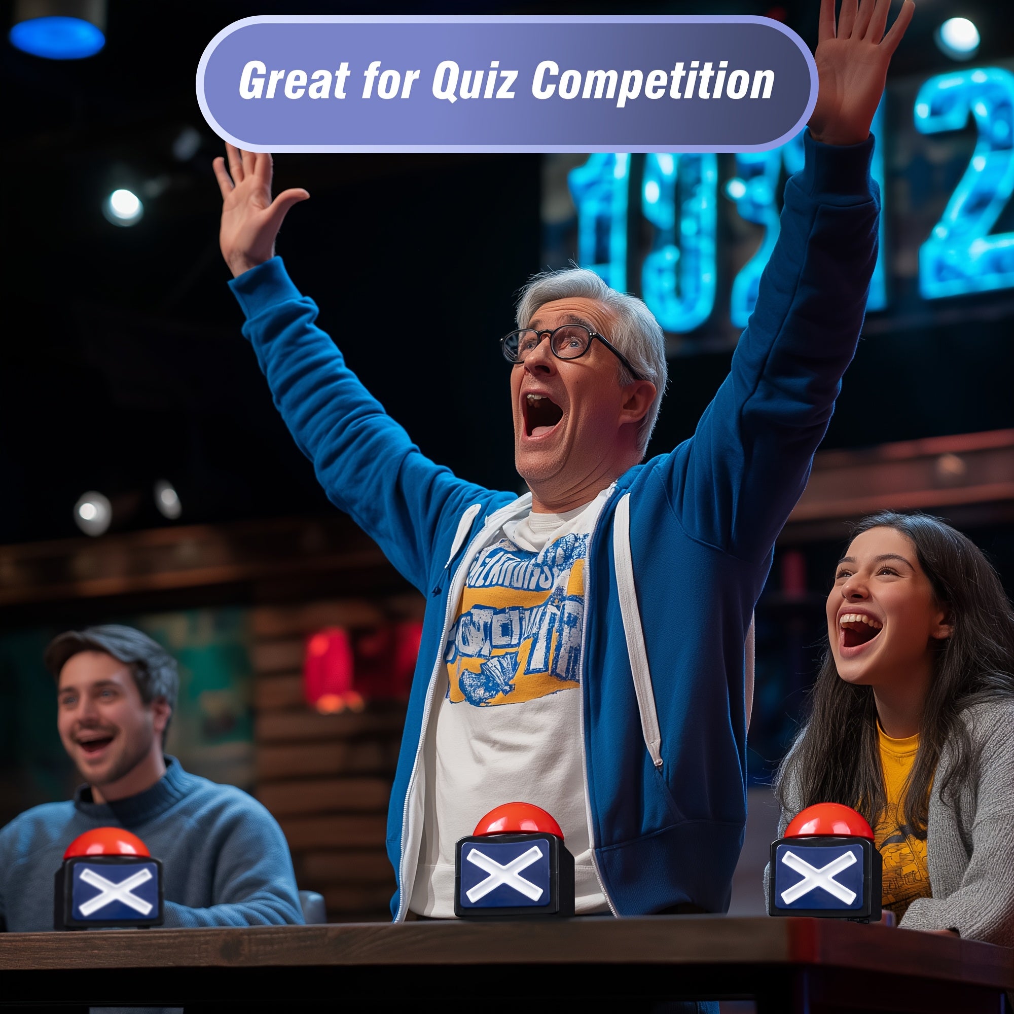 Black and Red Light-Up Buzzer for Trivia Games Classroom Activities