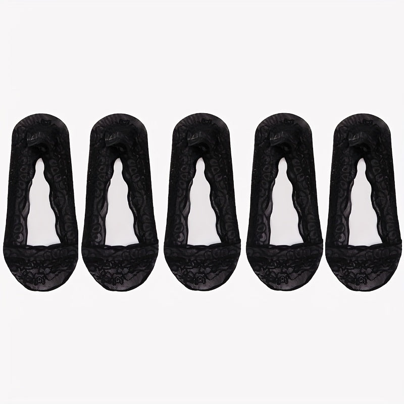 5 juft ayollar uchun to'qima ko'rinmas paypoqlar, turli ranglarda, ko'rinmas nafas oladigan taglik va sirpanmaydigan dizayn bilan