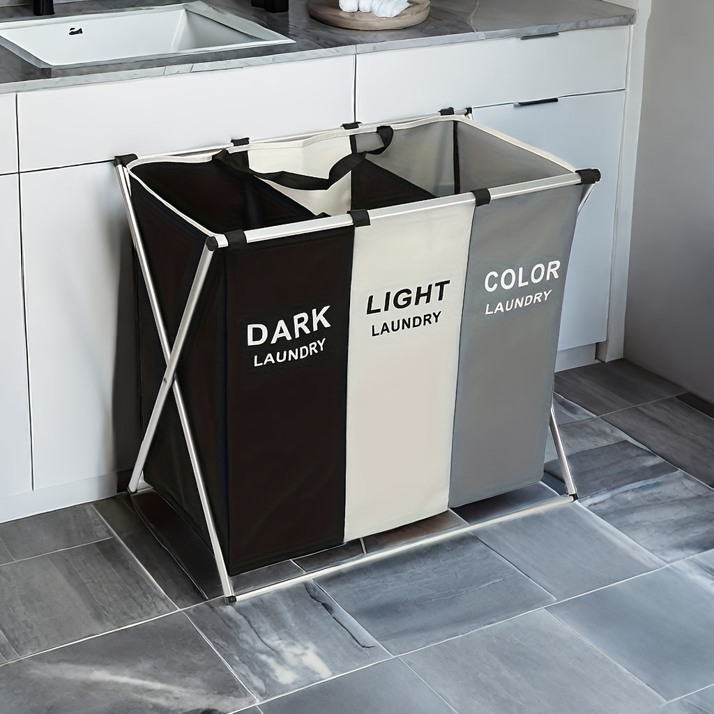 Cesta de ropa plegable con tapa, 2 o 3 compartimentos, organizador de ropa para el hogar