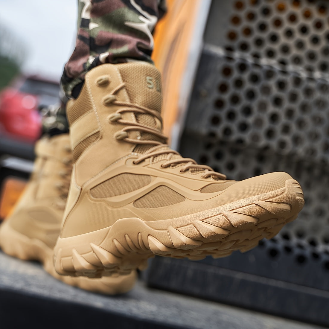 Men's High-Top Hiking Boots Breathable Nylon Outdoor Non-Slip EVA Casual Shoes