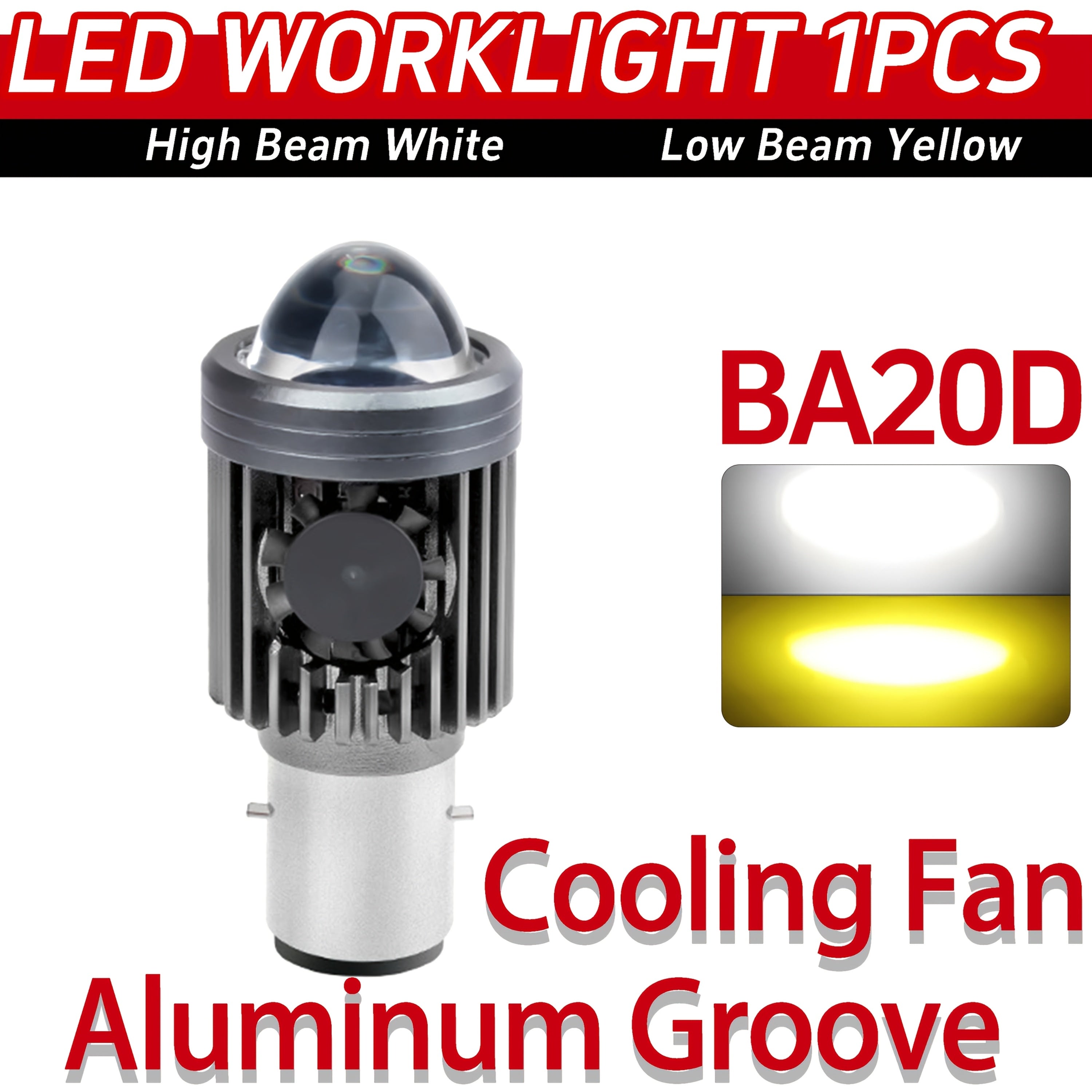 Motorcycle LED Bulb H4 H6 BA20D P15D 6000LM White Yellow Hi Lo Beam