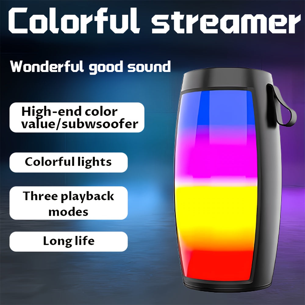 Wireless Portable Speaker with LED Lights USB Rechargeable TF Card Support for Outdoor Car Audio