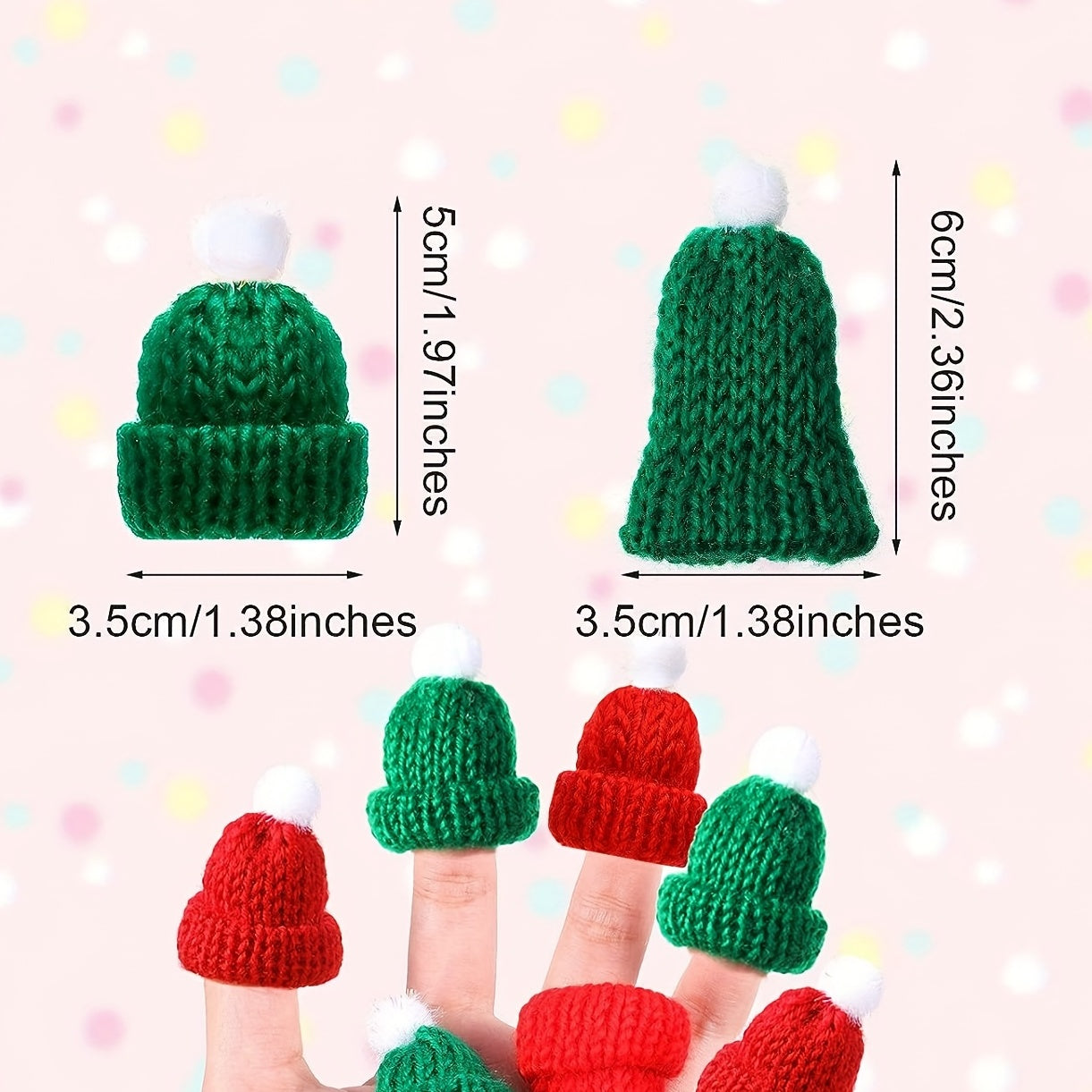 Miniaturas de sombreros de muñeca de punto para adornos de Navidad, suministros para manualidades DIY