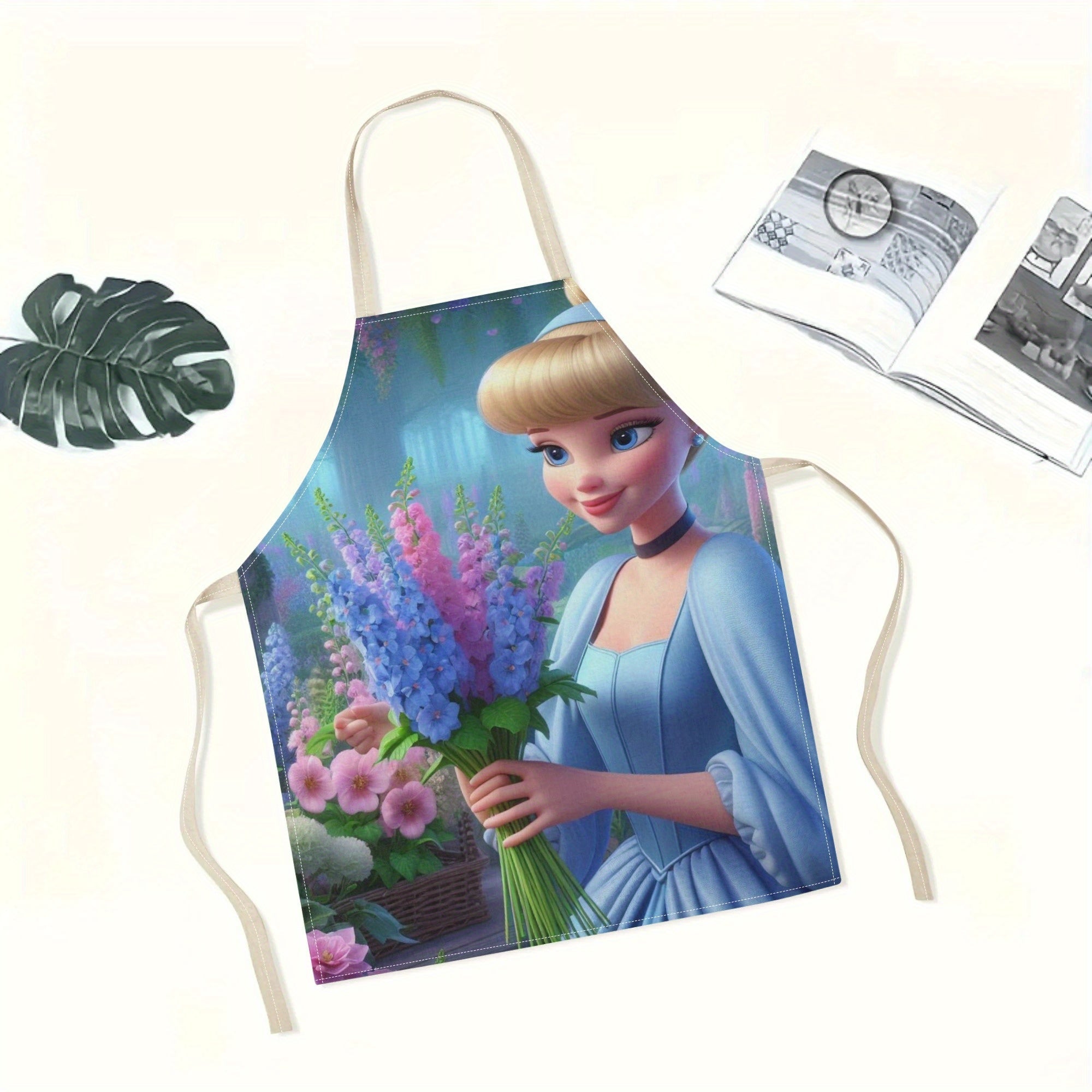 Waterproof Apron with Elsa Cartoon Design for Kitchen Restaurant Home Use
