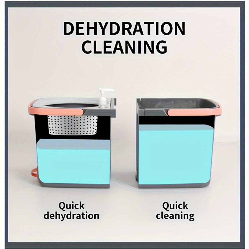 Uyda aylanuvchi pol mopi va chelak to'plami - 1 to'plam, chang olish uchun qulay mоп, quruq va nam foydalanish uchun, oila, oshxona, hammom pollari uchun mukammal, tozalash materiallari va asboblari.