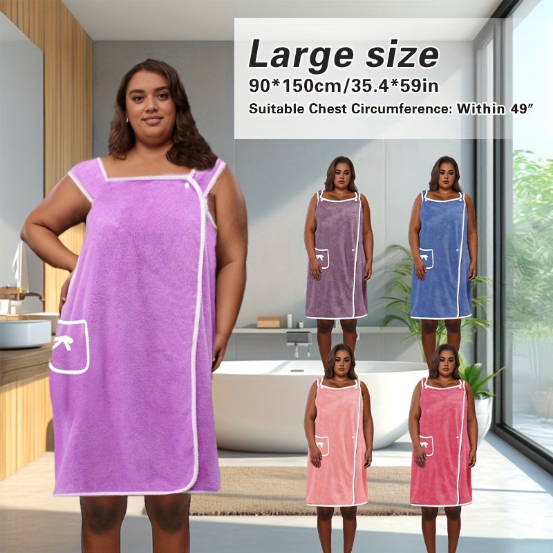 Oversized Coral Fleece Towel with Bow Design Absorbent Quick-Drying for Adults