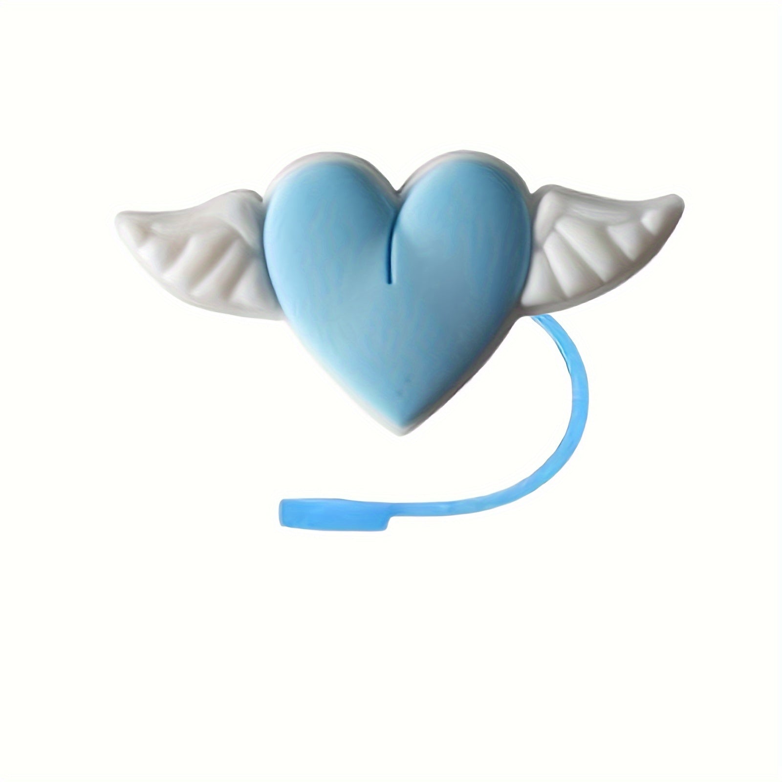 Set of 5 Silicone Straw Covers with Cartoon Love Wings, Reusable Dustproof Fits 7-8mm Straws