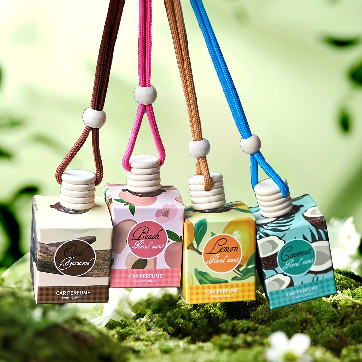 4-in-1 Avtomobil havo tozalagichi yog'ochdan yasalgan osma bezak uzoq davom etadigan aromat