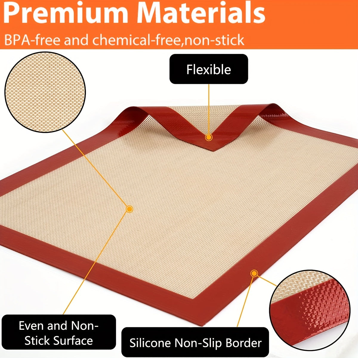Двойной комплект силиконовых ковриков для выпечки, антипригарные противни для печенья и макаронс