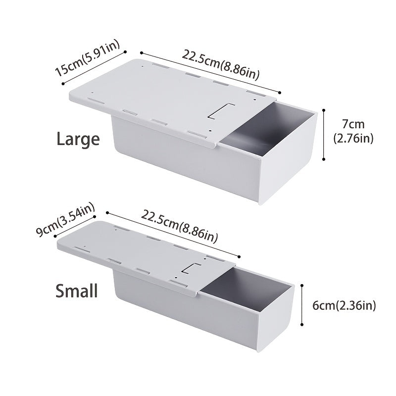 Deep Under Table Drawer Storage Box Gray White for Office Desk Organization