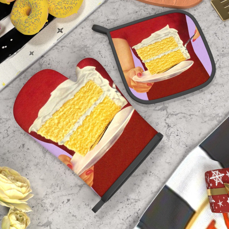 Heat Resistant Oven Mitts and Potholders Set 26.92x17.02cm Kitchen Cooking Baking