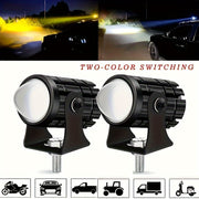 Universal Motorcycle LED Auxiliary Spotlight Dual Color ATV Scooter Light