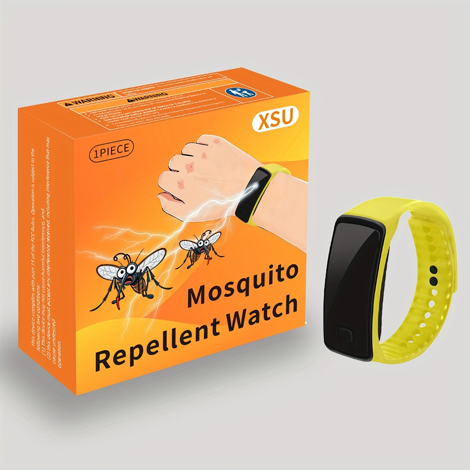 Unisex Silicone Mosquito Repellent Watch with Electric Shock Yellow Outdoor Sports
