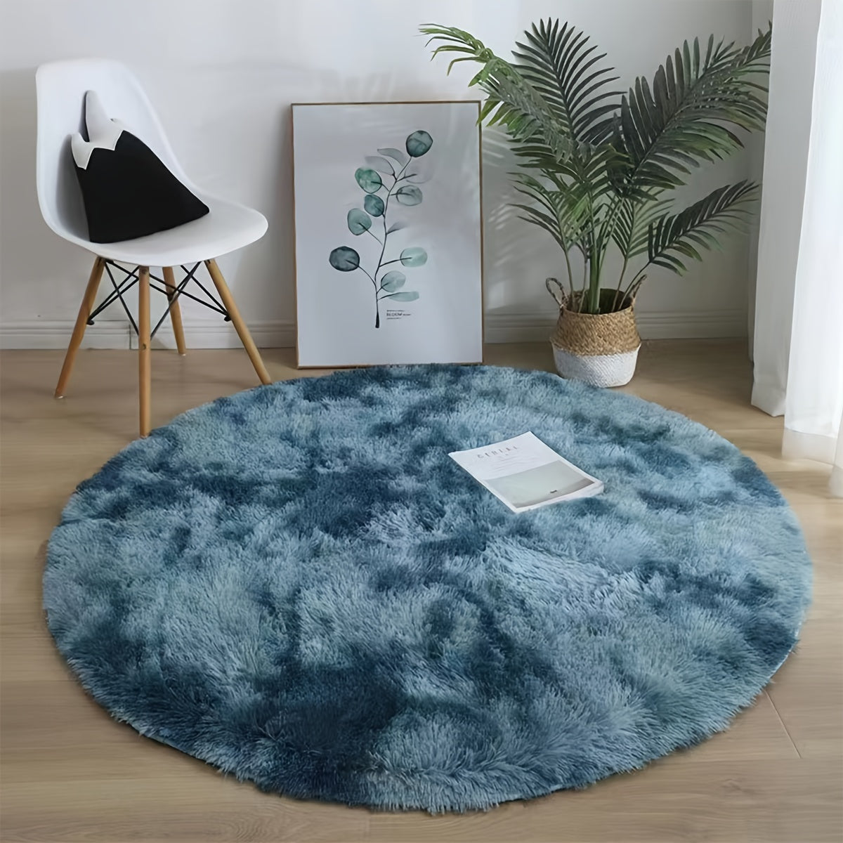 Soft Plush Round Area Rug Non-Slip Backing Machine Washable Indoor Decor