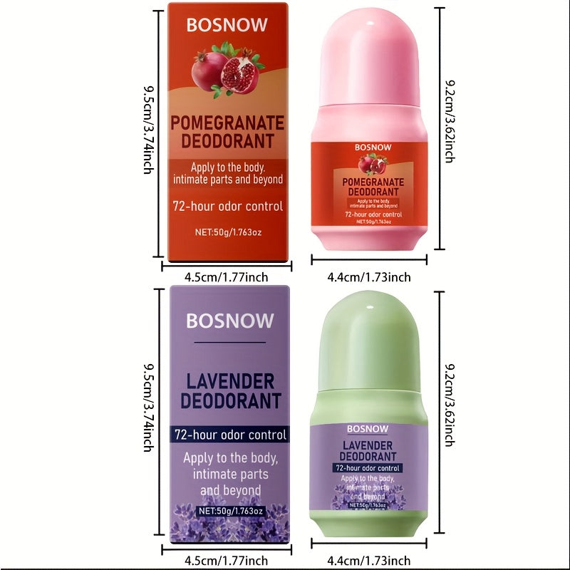 Unisex Pomegranate Lavender Deodorant Set Natural Plant Ingredients Long-Lasting 72H