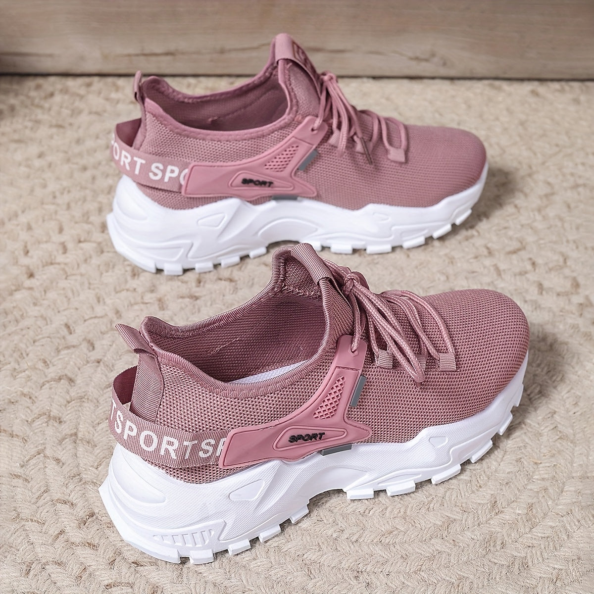 Women's Breathable Knit Sneakers Lightweight Casual Low-Top Running Shoes