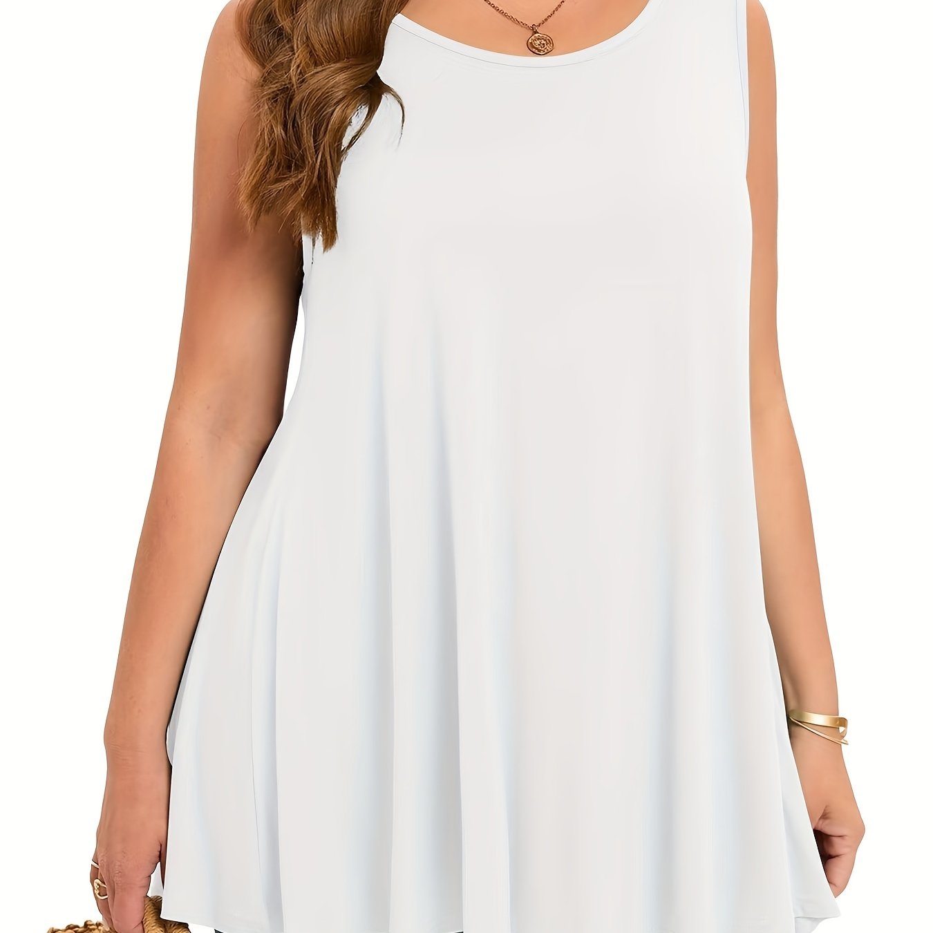 Plus Size Women's Stretchy Sleeveless Tank Top Casual Summer Sleeveless Top