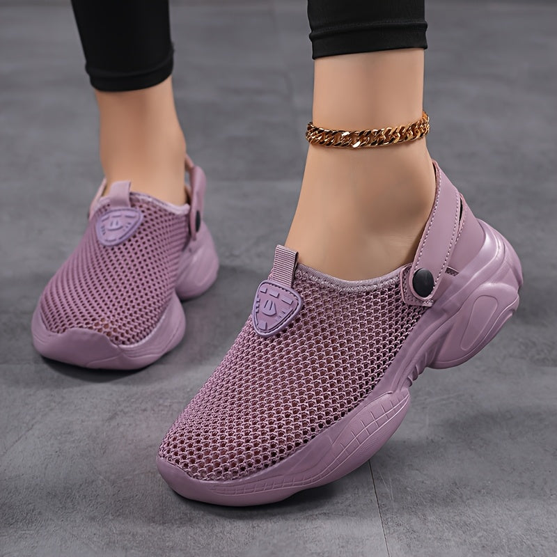 Women's Mesh Casual Sneakers Lightweight Summer Shoes Cushioned Sole Beige White