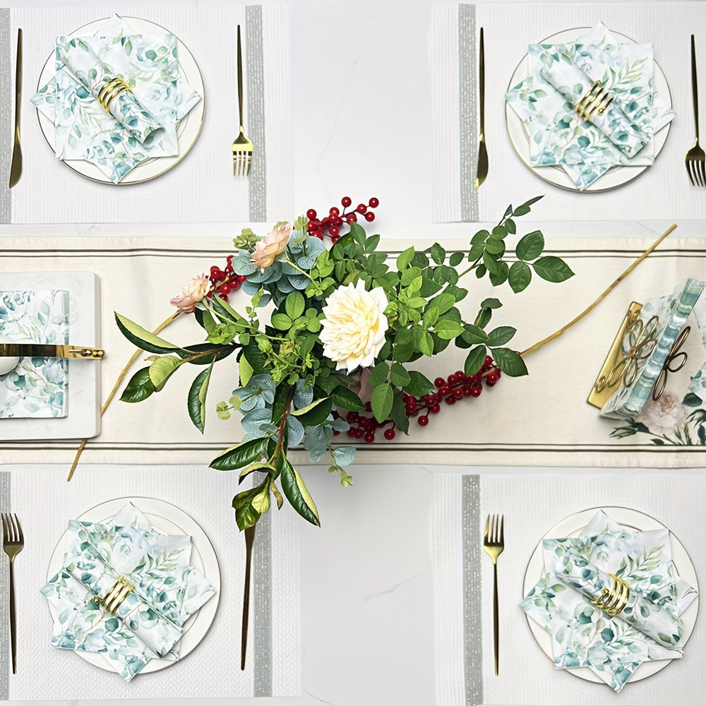 Qayta ishlatiladigan salfetka to'plami, Eucalyptus bargi bosimi, 20, 40, 60 ta, 2-qavatli, 33 sm