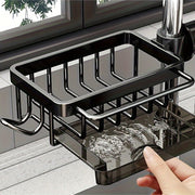 Multifunctional Kitchen Sink Storage Basket with Cloth Holder and Draining Tray