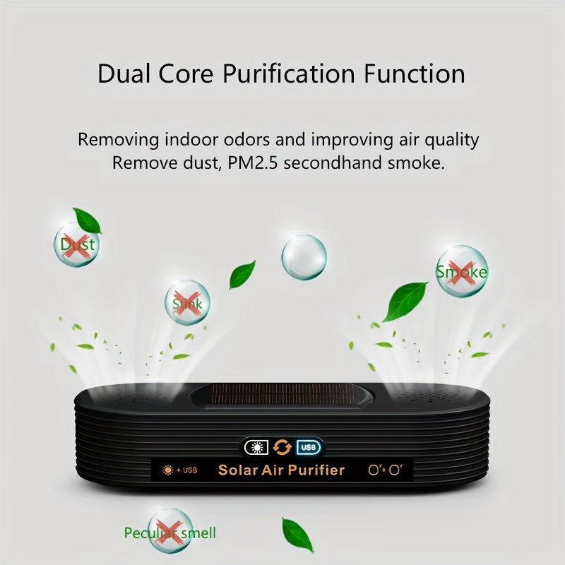 Портативный автомобильный очиститель воздуха с двойной фильтрацией, бесшумная работа для удаления запаха дыма