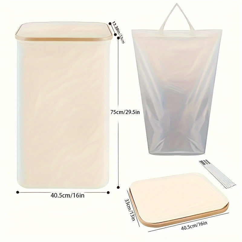 Gran cesta de lavandería de 100L con tapa, asas, plegable, impermeable, bolsa removible para baño, dormitorio, residencia universitaria
