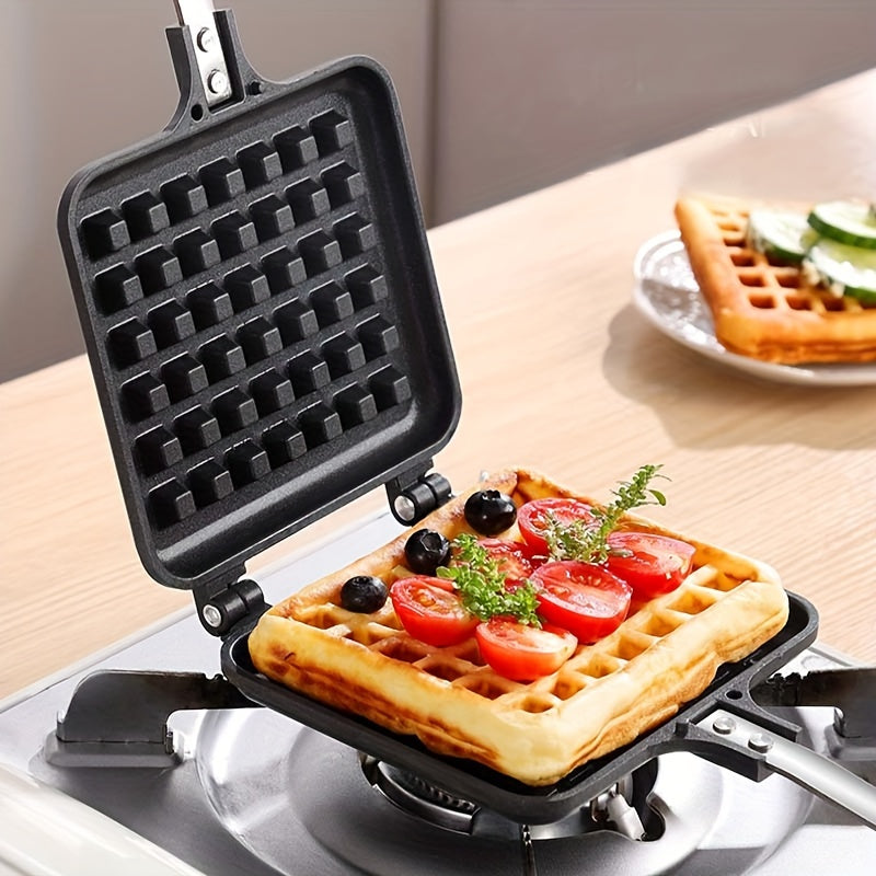 Square Aluminum Waffle Maker for Gas Stovetops Cooking Enthusiasts