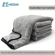 Microfiber Car Wash Towel Quick-Dry Absorbent Lint-Free Light Gray 60x40cm