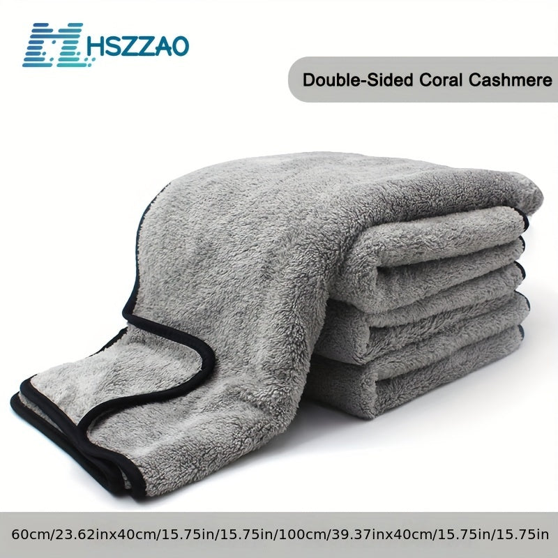 Microfiber Car Wash Towel Quick-Dry Absorbent Lint-Free Light Gray 60x40cm