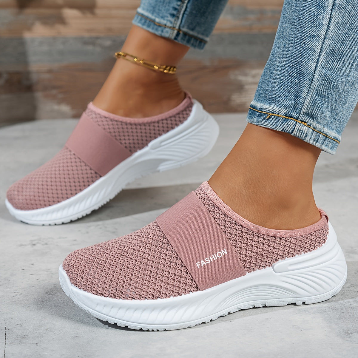 Women's Summer Slip-On Sneakers Breathable Mesh Low-Top Casual Shoes