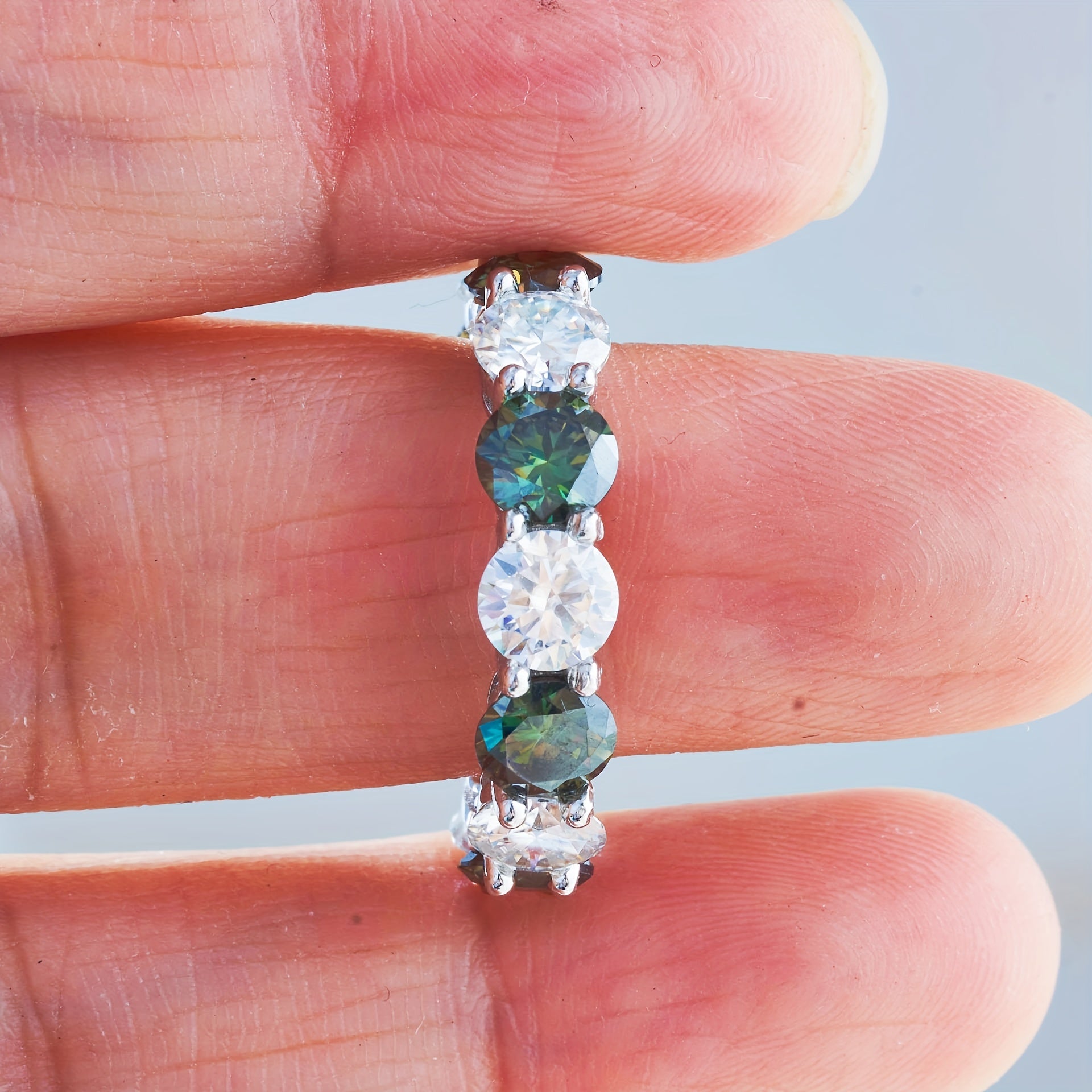 Sterling Silver Moissanite Eternity Ring for Women and Men 5mm Wedding Engagement Gift Set