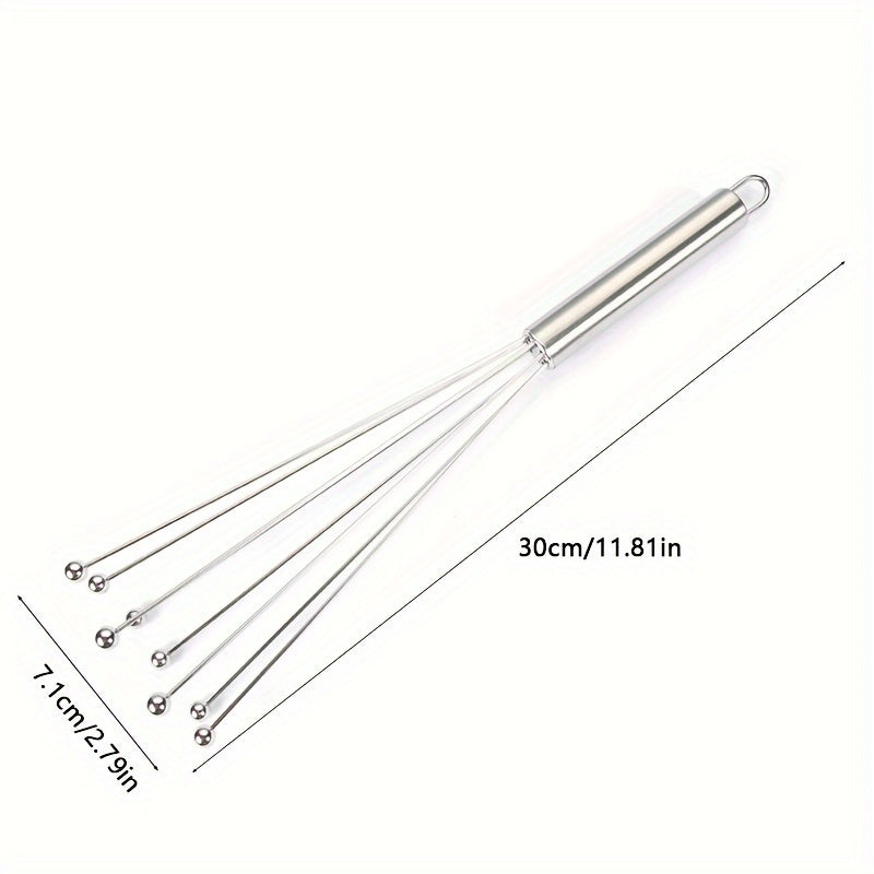 Один или два венчика из нержавеющей стали размером 25,4 см/30,48 см, идеально подходящие для смешивания яиц, кремов и других ингредиентов на кухне во время выпечки.