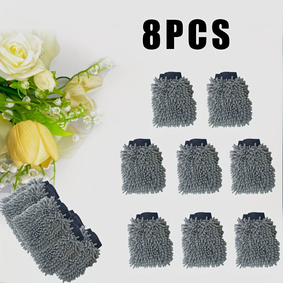 2-Pack Microfiber Car Wash Gloves Gray Blue Green Regular Size